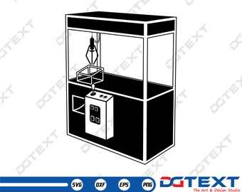 Crane Claw Machine SVG, Crane Claw Machine Vector, Silhouette, Cricut file, Clipart, Cuttable Design, Png, Dxf & Eps Designs.