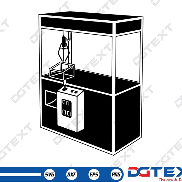 Crane Claw Machine SVG, Crane Claw Machine Vector, Silhouette, Cricut file, Clipart, Cuttable Design, Png, Dxf & Eps Designs.