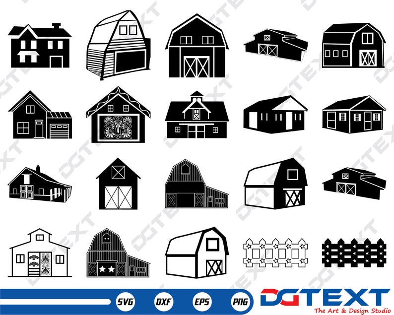 Barn Svg Barn Vector Silhouette Cricut File Clipart Etsy