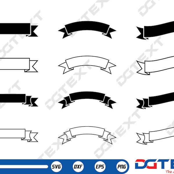 Banner, Ribbon, Label, Scroll SVG, Vector, Silhouette, Cricut file, Clipart, Cuttable Design, Png, Dxf & Eps Designs.