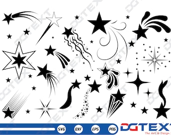 Stars SVG, Silhouette, Cricut file, Vector file, Clipart, Cuttable Design, Png, Dxf & Eps Designs.