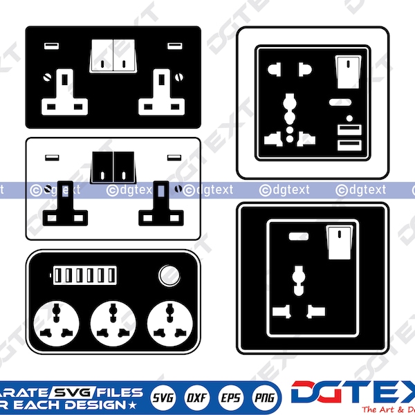Power Socket SVG, Power Socket Vector, Silhouette, fichier Cricut, Clipart, Cuttable Design, Png, Dxf & Eps Designs.
