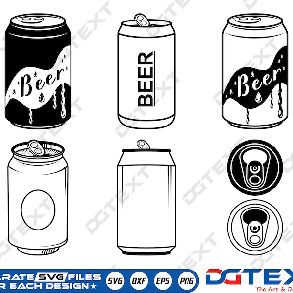 Beer Can SVG, Beer Can Vector, Silhouette, Cricut file, Clipart, Cuttable Design, Png, Dxf & Eps Designs.