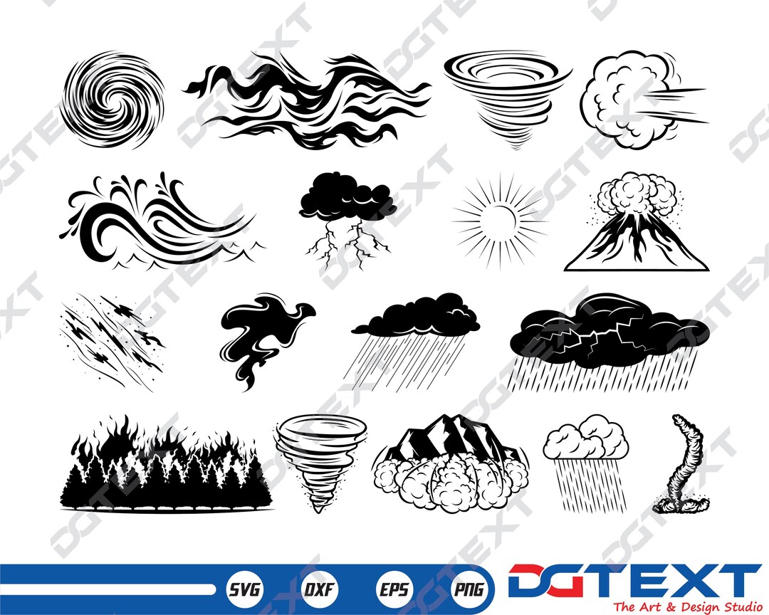 Weather Effect Set SVG, Weather Effect Set Vector, Silhouette, Cricut ...