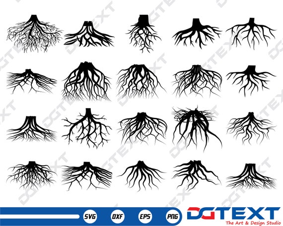 Tree Roots Silhouette Vector