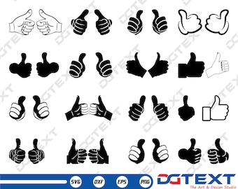 Thumbs Up SVG, Thumbs Up Vector, Silhouette, Cricut file, Clipart, Cuttable Design, Png, Dxf & Eps Designs.