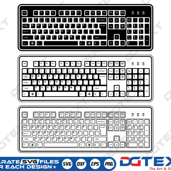 Computer Tastatur SVG, Vektor, Silhouette, Cricut Datei, Clipart, Cuttable Design, Png, Dxf & Eps Designs.