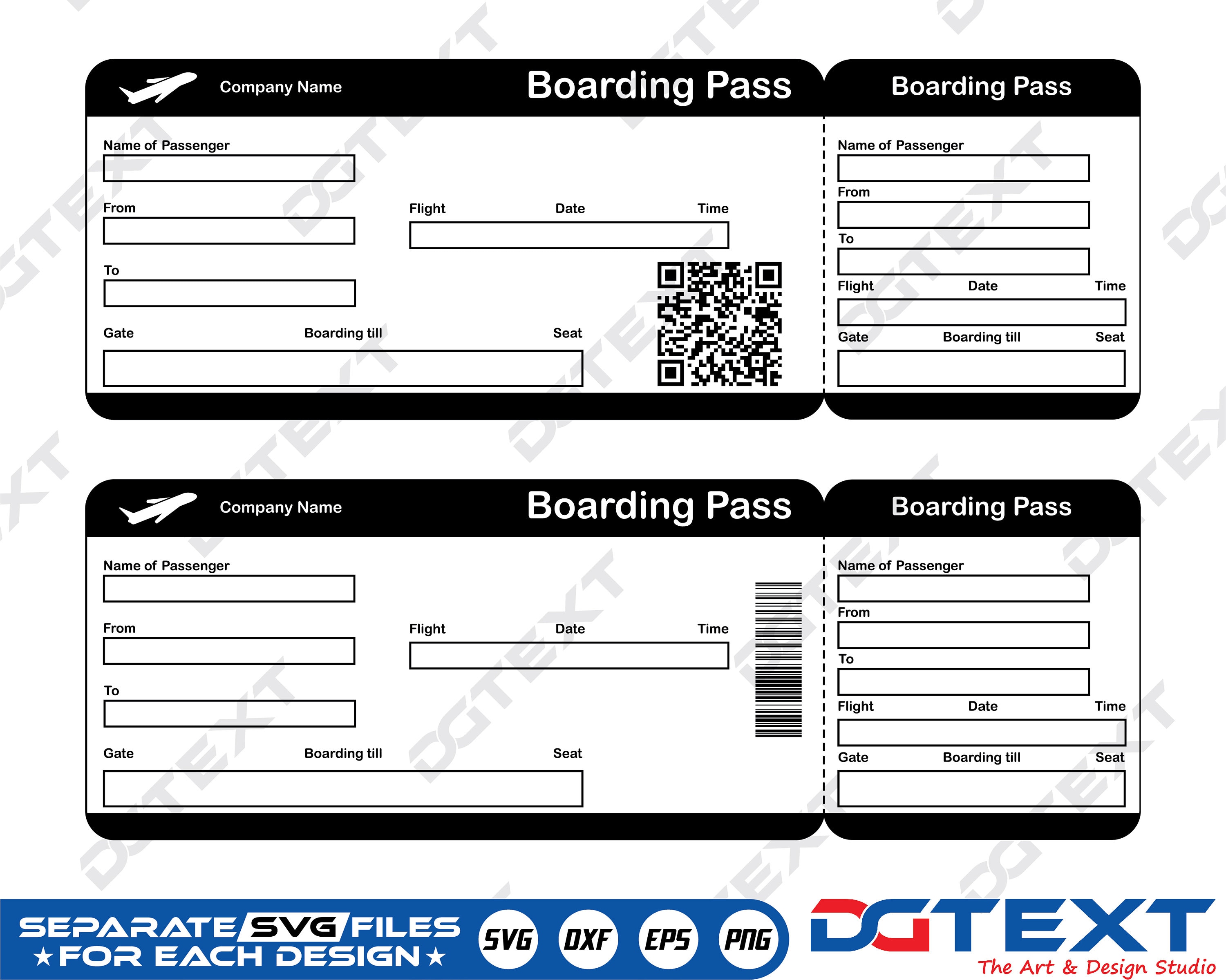 Boarding Pass Vorlage SVG, Vektor, Silhouette, Cricut-Datei, Clipart