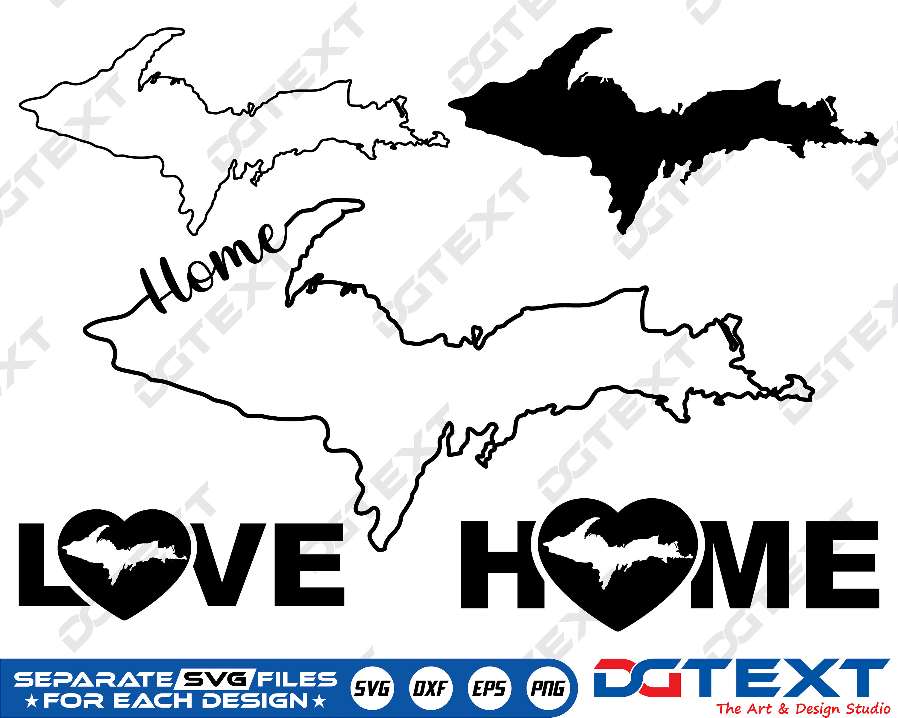 Michigan Upper Peninsula Map SVG Vector Silhouette Cricut Etsy