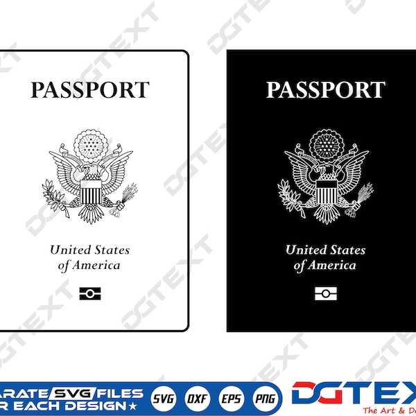 American Passport SVG, American Passport Vector, Silhouette, Cricut file, Clipart, Cuttable Design, Png, Dxf & Eps Designs.