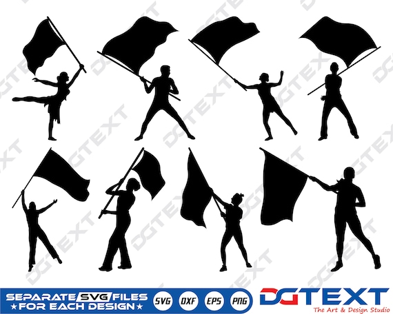 Color Guard Flags SVG Marching Band SVG Vector Silhouette | Etsy