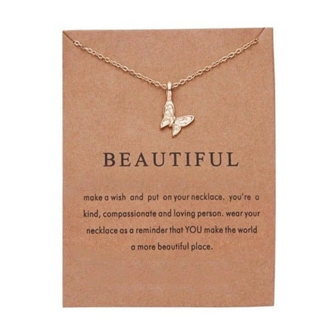 Butterfly Beautiful Wish Card Necklace - Etsy