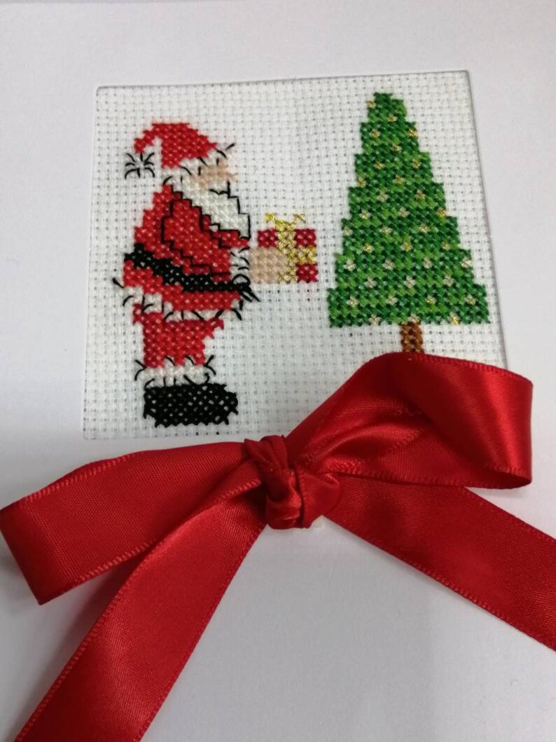 Kreuzstich Weihnachten Santa Karte von Hand genäht | Etsy Kreuzstich Weihnachten Santa Karte von Hand genäht | Etsy