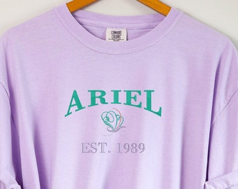 Ariel Varsity embroidered Tshirt, Little Mermaid embroidered shirt, Disney Princess Shirt