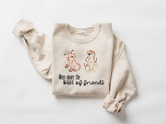 Fox and the Hound Best of Friends Embroidered Crewneck, Disney Crewneck -  Etsy