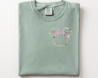Camisa bordada de Minnie con flores y jardín, para el Festival de Disney World y Epcot.