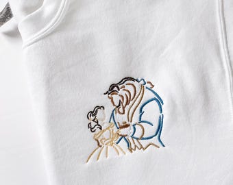 Beauty and the Beast Embroidered Sweatshirt, Princess Belle, Custom Embroidered Crewneck