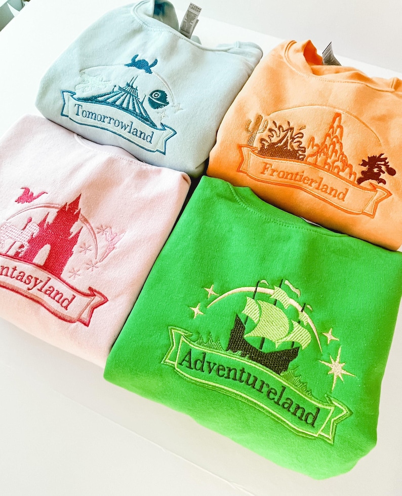 The Lands embroidered collection, Tomorrowland, Frontierland, Adventureland, Fantasyland, Disney Parks, Magic Kingdom image 1