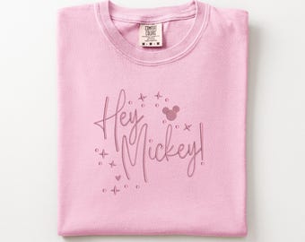 Hey Mickey Embroidered Tshirt, Mickey Mouse shirt, Magic Kingdom