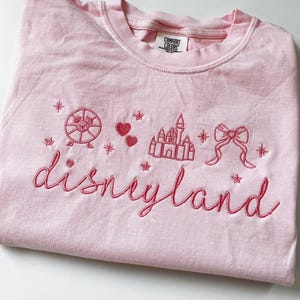 Disneyland Coquette embroidered tshirt, Coquette bow embroidered sweatshirt, Disney Princess tshirt image 1