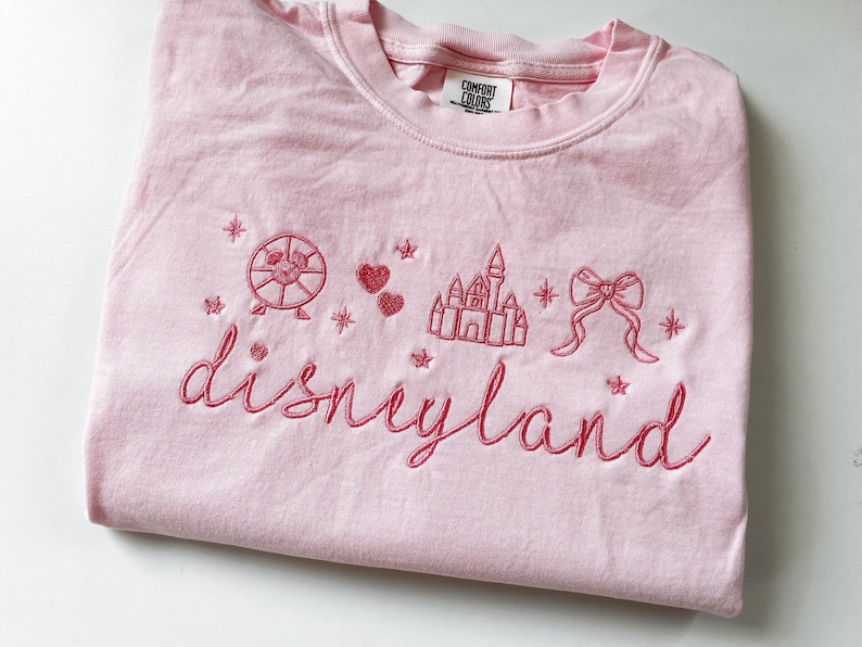 Disneyland Coquette embroidered tshirt, Coquette bow embroidered sweatshirt, Disney Princess tshirt image 1