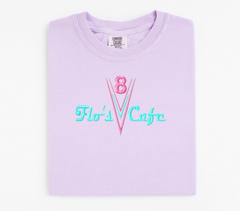 Cars Flo's V8 Cafe embroidered tshirt, Disney Cars, Lightning McQueen Shirt, Disneyland image 1