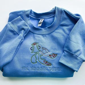 Squirt embroidered tshirt, EPCOT embroidered shirt, Finding Nemo crewneck
