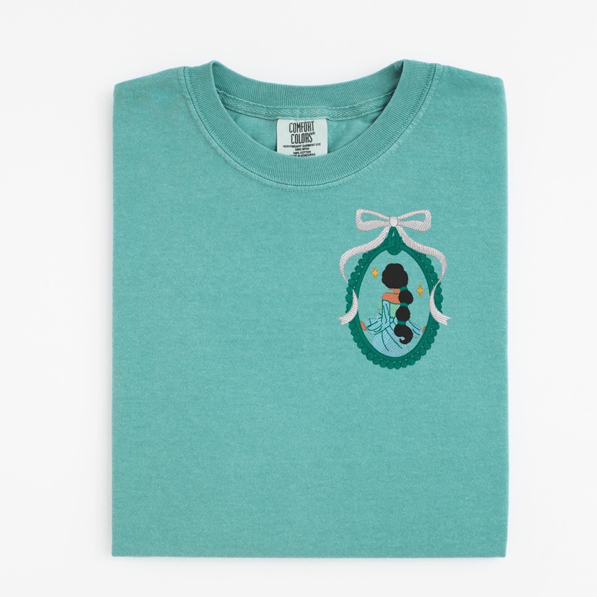 T-shirt brodé coquette avec nœud jasmin, chemise brodée princesse Disney, Disney World, Magic Kingdom, chemise Aladdin