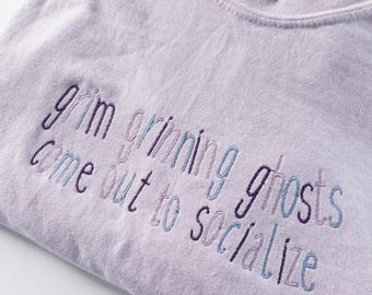 Embroidered Haunted Mansion T-shirt: Grim Grinning Ghosts Design