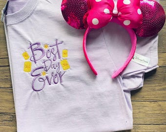 Tangled Rapunzel Embroidered Shirt, Best Day Ever Tee, Magic Kingdom