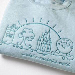 Disney World Happiest Place On Earth embroidered crewneck, Vacation Sweatshirt, Disney Apparel