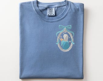 Elsa Bow Coquette Embroidered T-Shirt, Disney Princess embroidered shirt, Disney World, Magic Kingdom, Elsa and Anna, Olaf and Sven