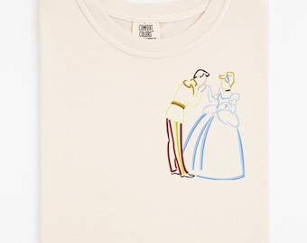 Embroidered Cinderella and Prince Charming Comfort Colors Shirt
