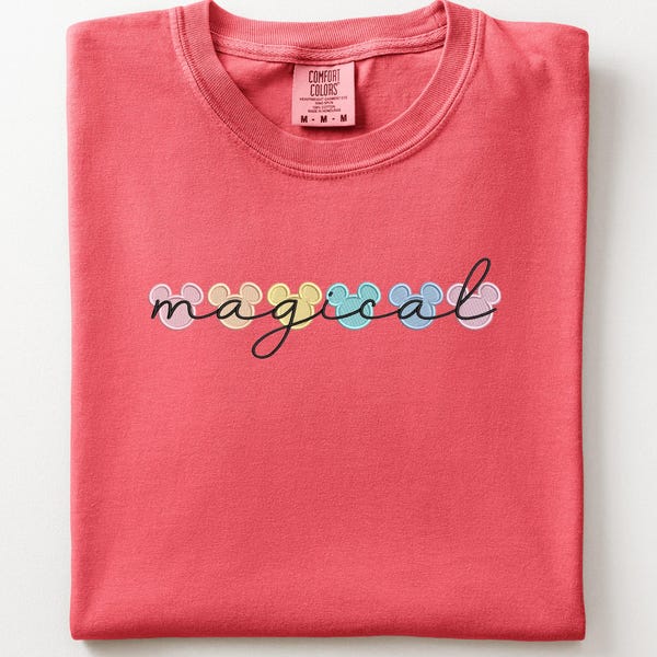 Disney Magical Pastel embroidered Tshirt, Disney World embroidered sweatshirt, Disneyland Shirt, Disney Magical shirt
