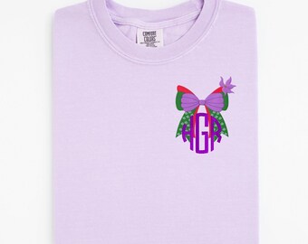 Ariel Bow Monogram Embroidered Shirt, Disney Princess Embroidered Shirt, Little Mermaid Shirt, Disney Shirt