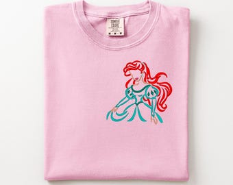 Embroidered Ariel T-Shirt, Disney Princess Shirt, The Little Mermaid