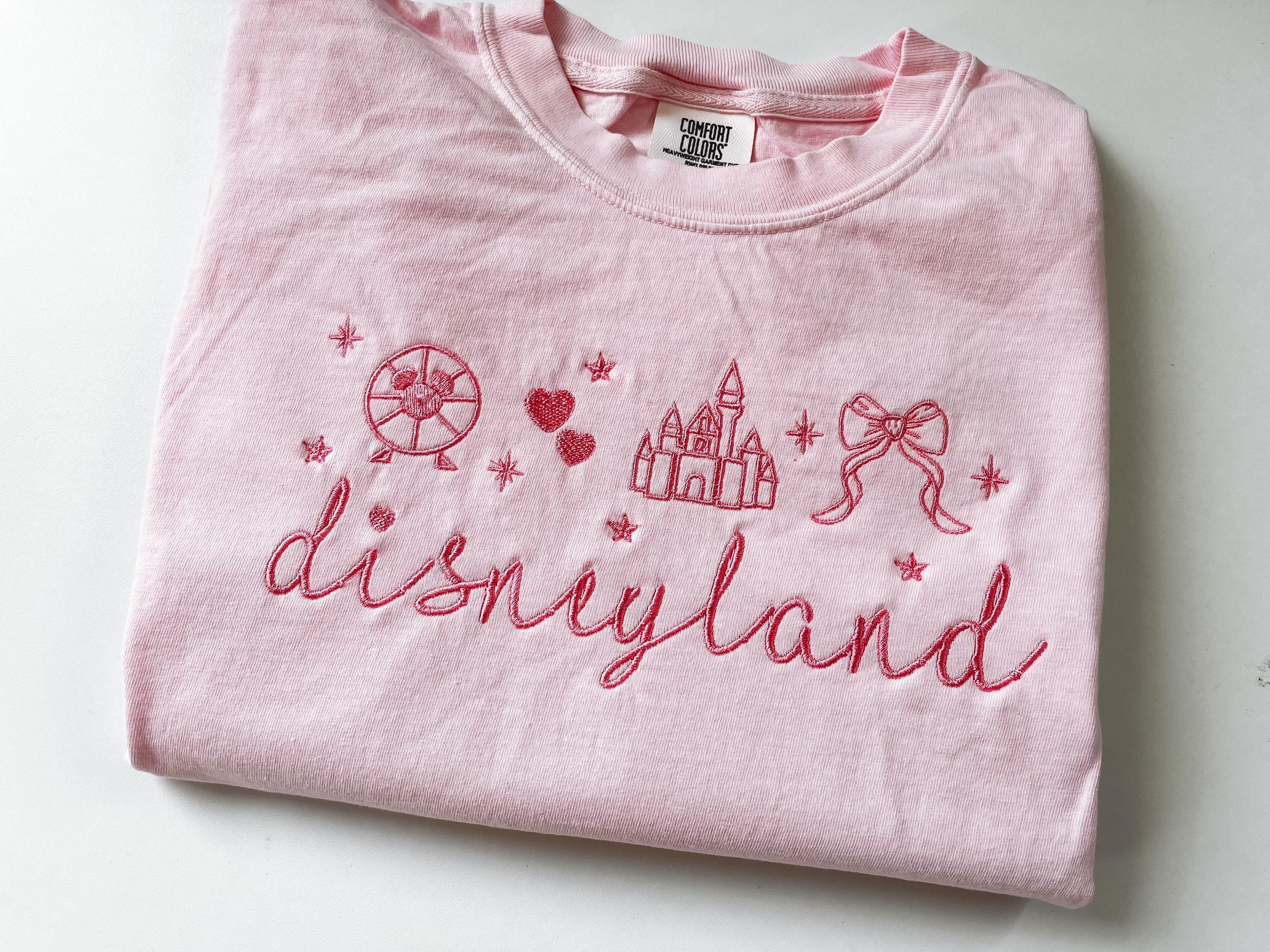 Disneyland Coquette embroidered tshirt, Coquette bow embroidered sweatshirt, Disney Princess tshirt