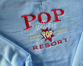 Pop Century Resort embroidered sweatshirt, Disney resorts, Lake Buena Vista, DCP sweatshirt