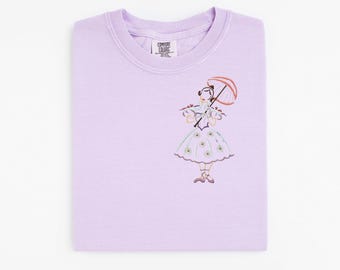 Haunted Mansion Tightrope Girl Embroidered Comfort Colors T-Shirt
