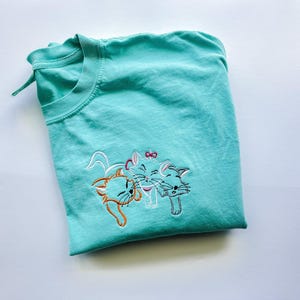 The Aristocats embroidered Tshirt, Disney Crewneck, Aristocats Embroidered Crewneck
