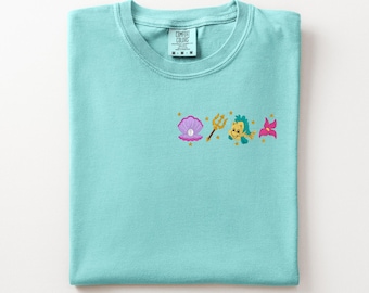 Ariel Bow Coquette Embroidered T-Shirt, Disney Princess Embroidered Shirt, The Little Mermaid, Magic Kingdom