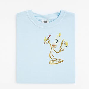 Camiseta bordada de Lumière, camiseta de La Bella y la Bestia, camiseta bordada de Disney