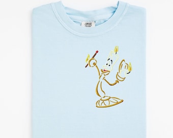 Lumiere embroidered tshirt, Beauty and the Beast Shirt, Disney embroidered tshirt, Disney Womens crewneck