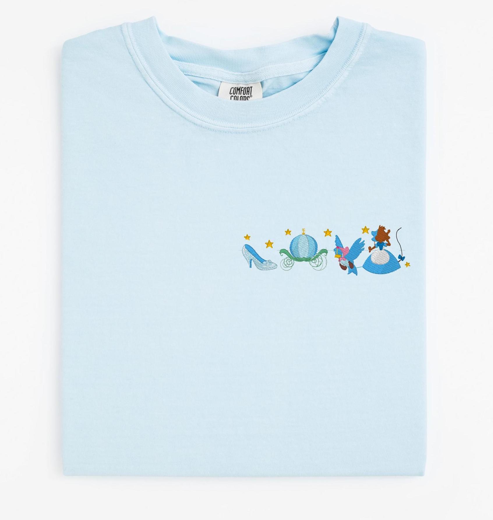 Cinderella Bow Coquette Embroidered T-Shirt, Disney Princess Embroidered Shirt, Magic Kingdom Shirt, Fantasyland