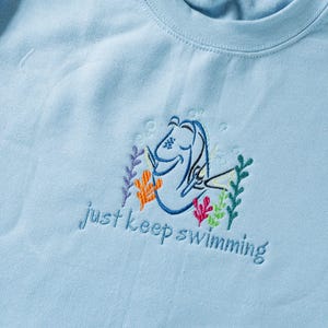 Disney Dory embroidered Tshirt, Finding Nemo Shirt, Just Keep Swimming Tee, Disney World