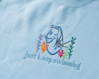 Disney Dory embroidered Tshirt, Finding Nemo Shirt, Just Keep Swimming Tee, Disney World