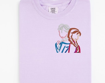 Elsa and Anna embroidered tshirt,  Frozen Sweatshirt, Disney embroidered sweatshirt, Disney Princess Epcot Center