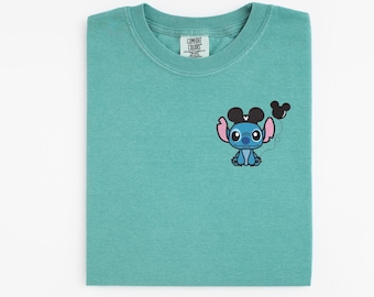 Embroidered Stitch T-Shirt, Lilo and Stitch Ohana Family Comfort Colors Tee