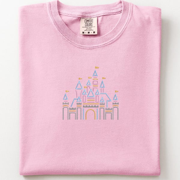 Disneyland Castle Embroidered T-Shirt, Sleeping Beauty Castle Comfort Colors Tee