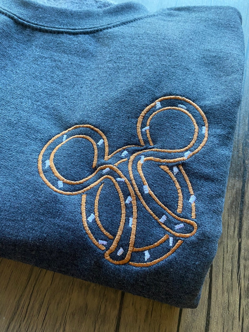 Mickey Pretzel Embroidered Sweatshirt Park Snacks Shirt Mickey Food Shirt Disney Tshirt Disney Sweatshirt image 2